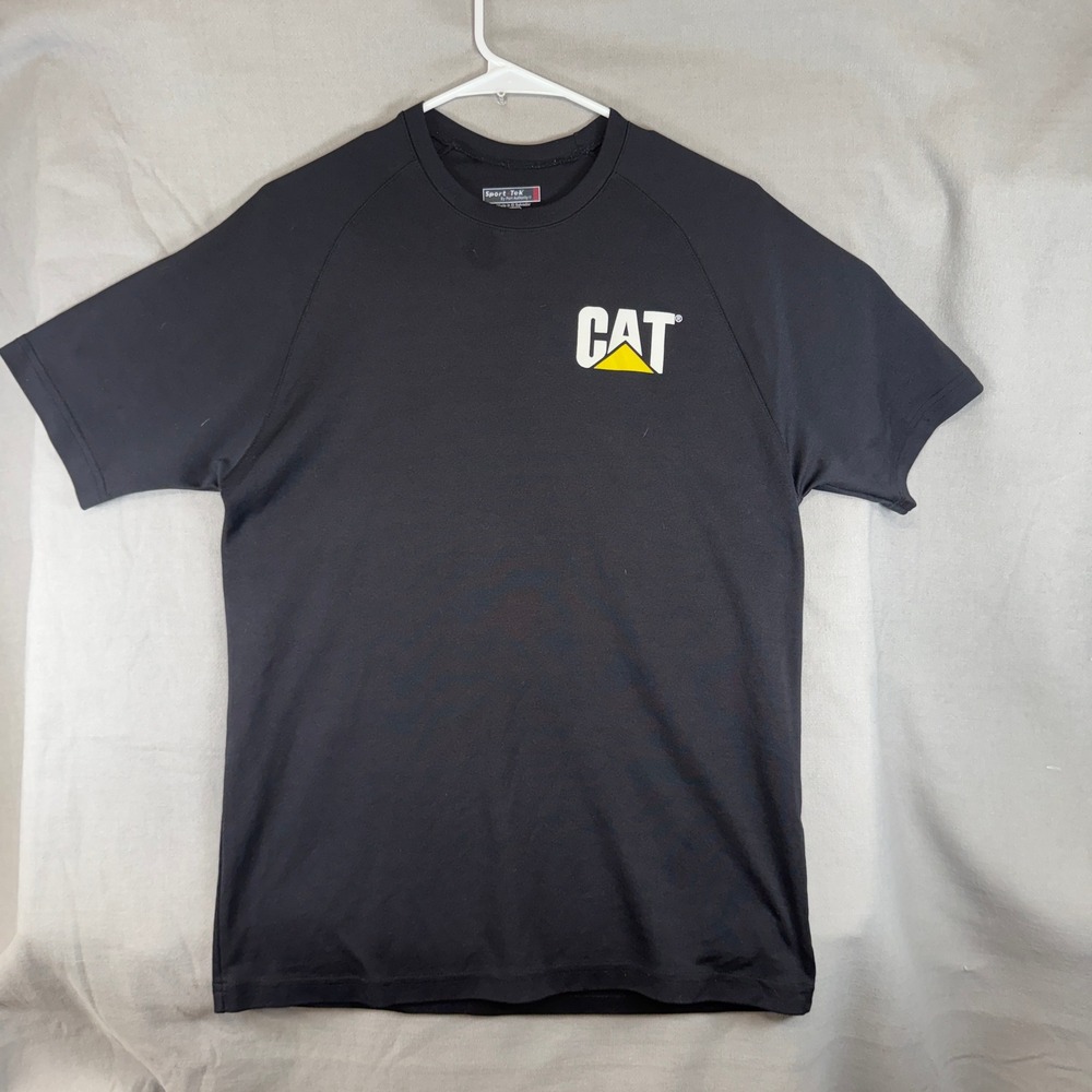 CAT Caterpillar Shirt Mens Small Black Sport-Tek Performance Workwear T-Shirt L